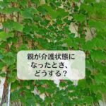 親が介護状態になったとき、どうする？