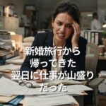 新婚旅行から帰ってきた翌日に仕事が山盛りだった